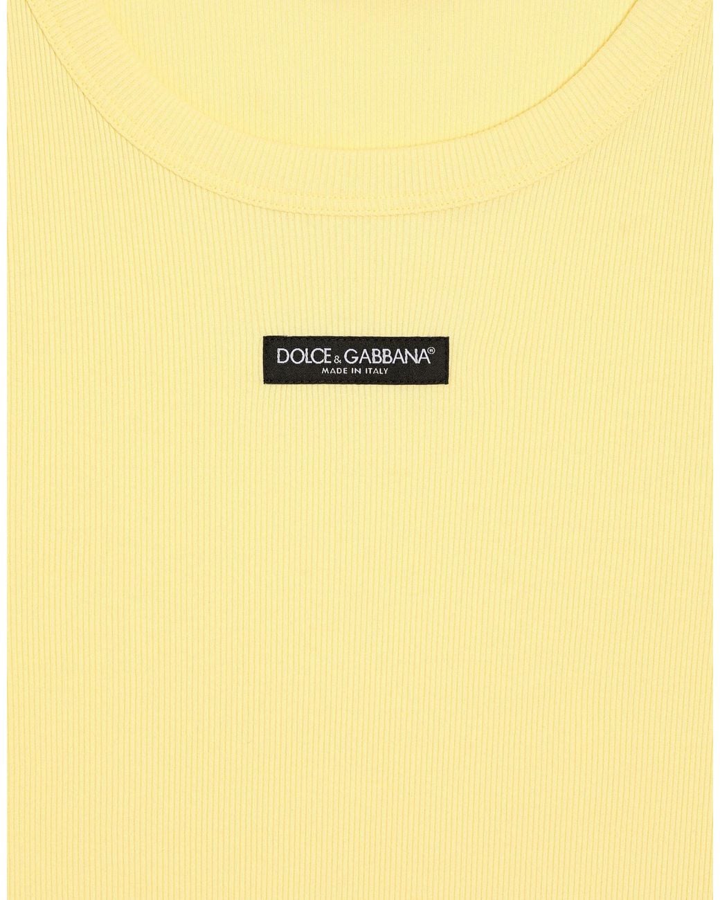 Dolce & Gabbana Yellow Logo Patch Ribbed Tank Top