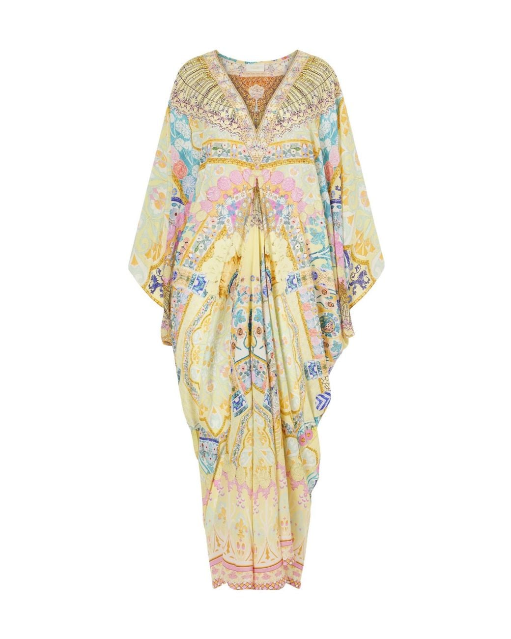 Camilla Metallic Embellished Printed Silk Cover-Up