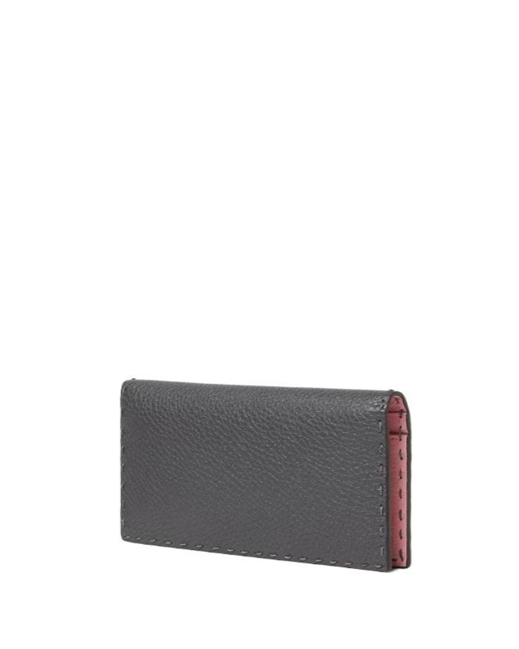 Fendi Gray Selleria Wallet Asphalt And Selleria Wallet With 141 Hand-Sewn Stitches for men