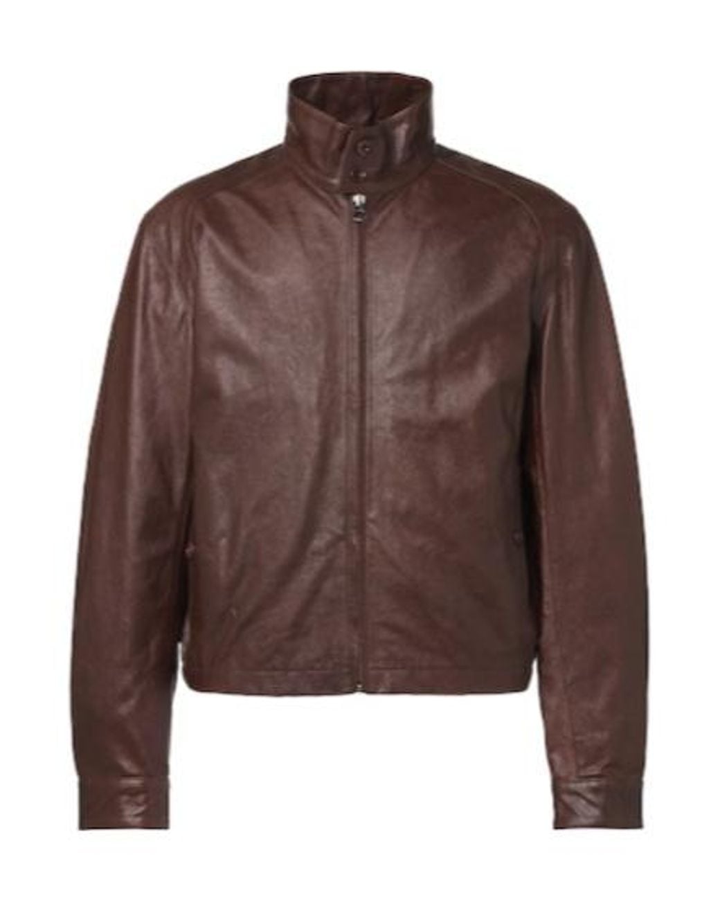 Lemaire Brown Harrington Leather Jacket for men