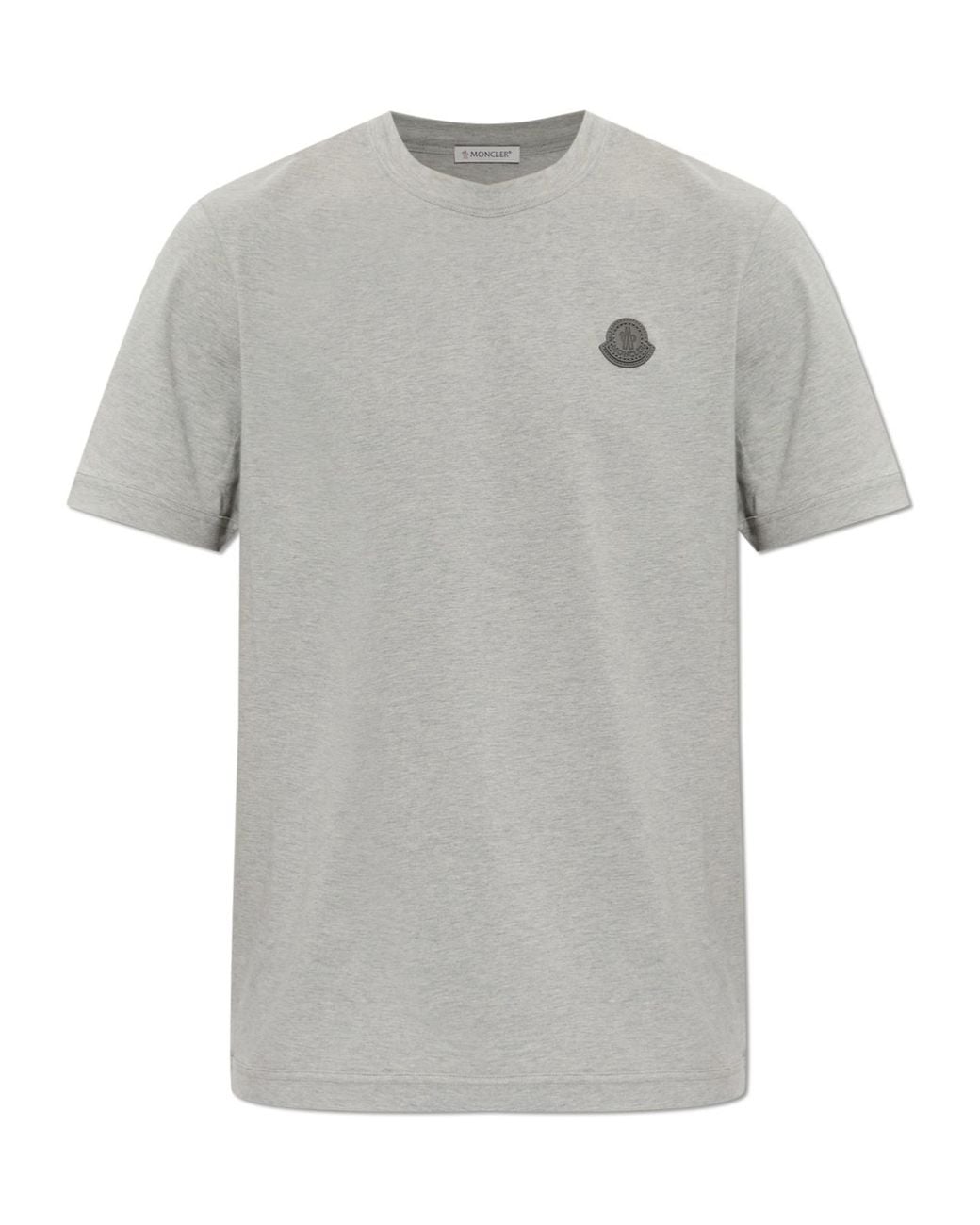 Moncler Gray Logo Patch Crew-Neck T-Shirt for men