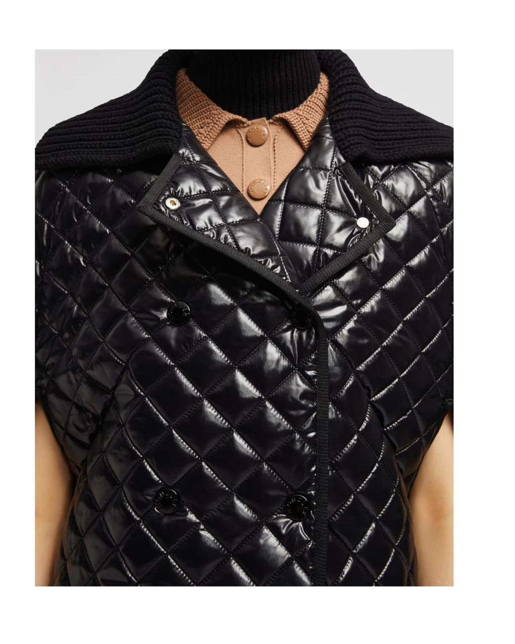 Moncler Black Quiletd Padded Cape