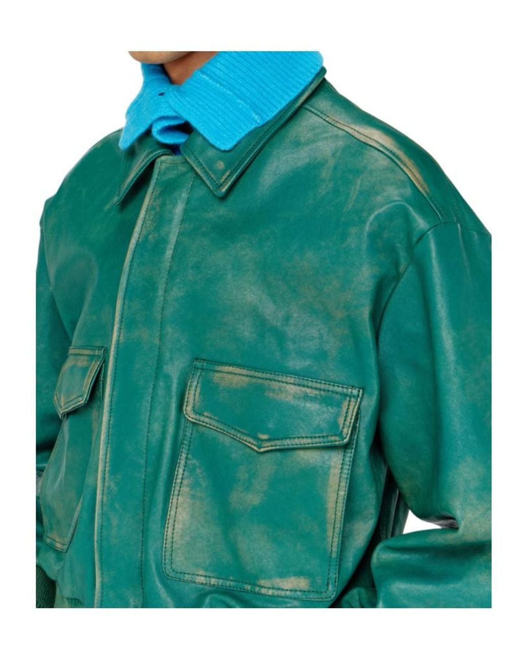 DIESEL Green Apos;S Uman Cropped Leather Jacket for men