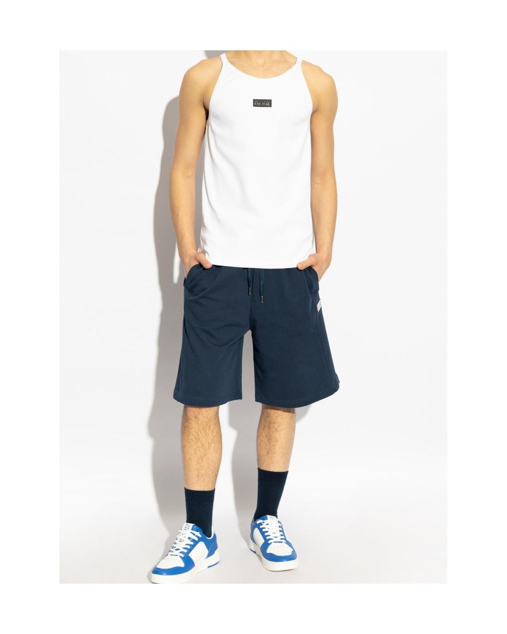 Versace Blue Jeans Couture Logo Drawstring Shorts for men
