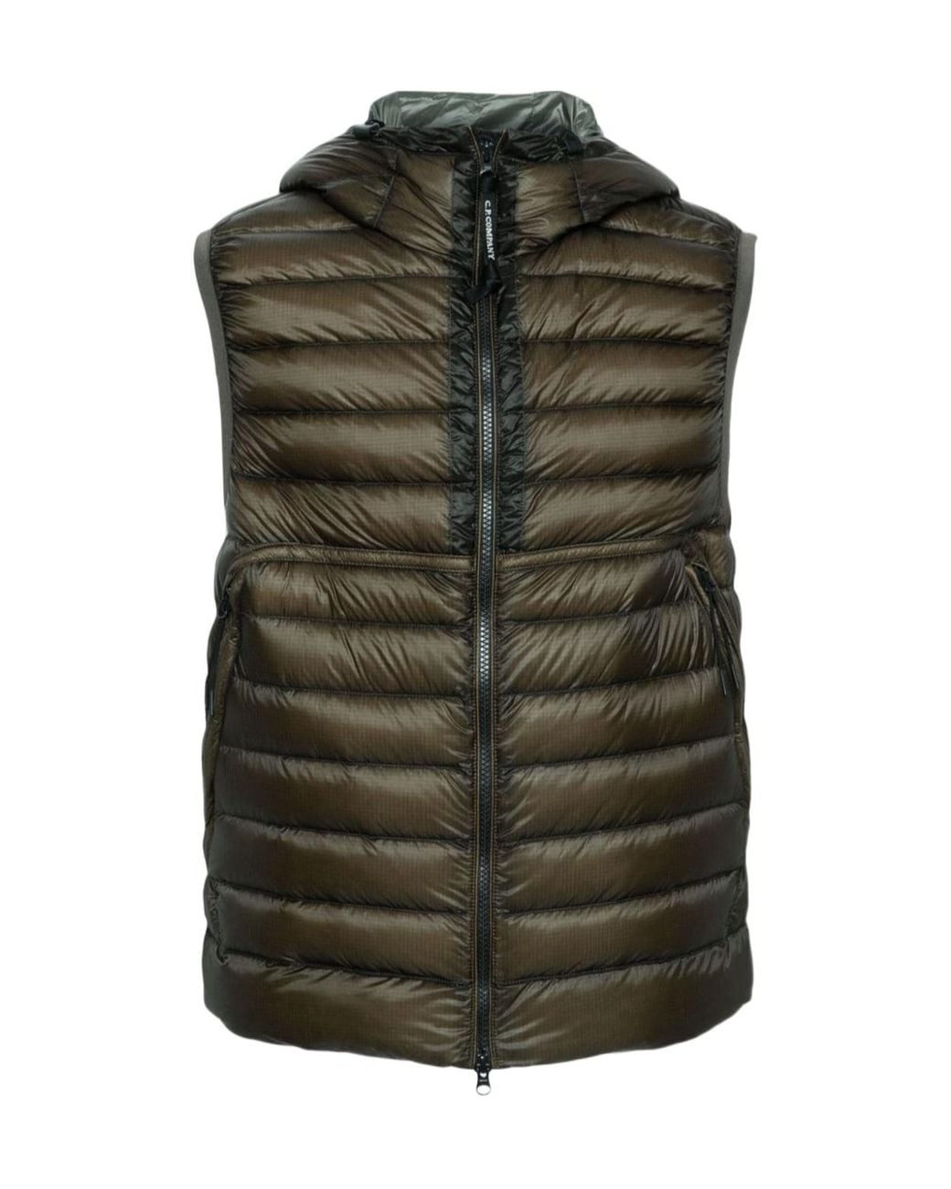 C P Company Green Goggle Detailed Quilted Gilet for men