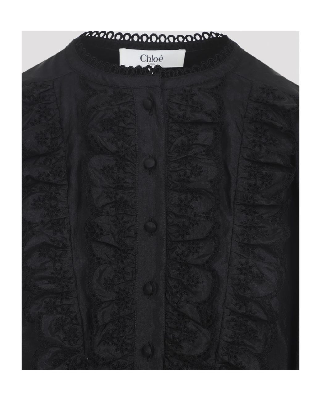 Chloé Black Chloé Gathered Ruffle Top