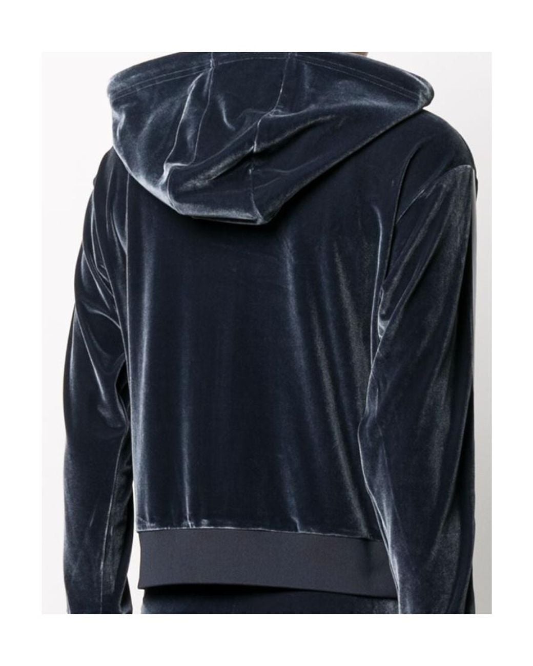 EA7 Blue Velour Logo Patch Hoodie