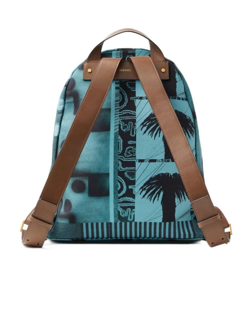 Versace Blue Lou Palm Print Backpack for men