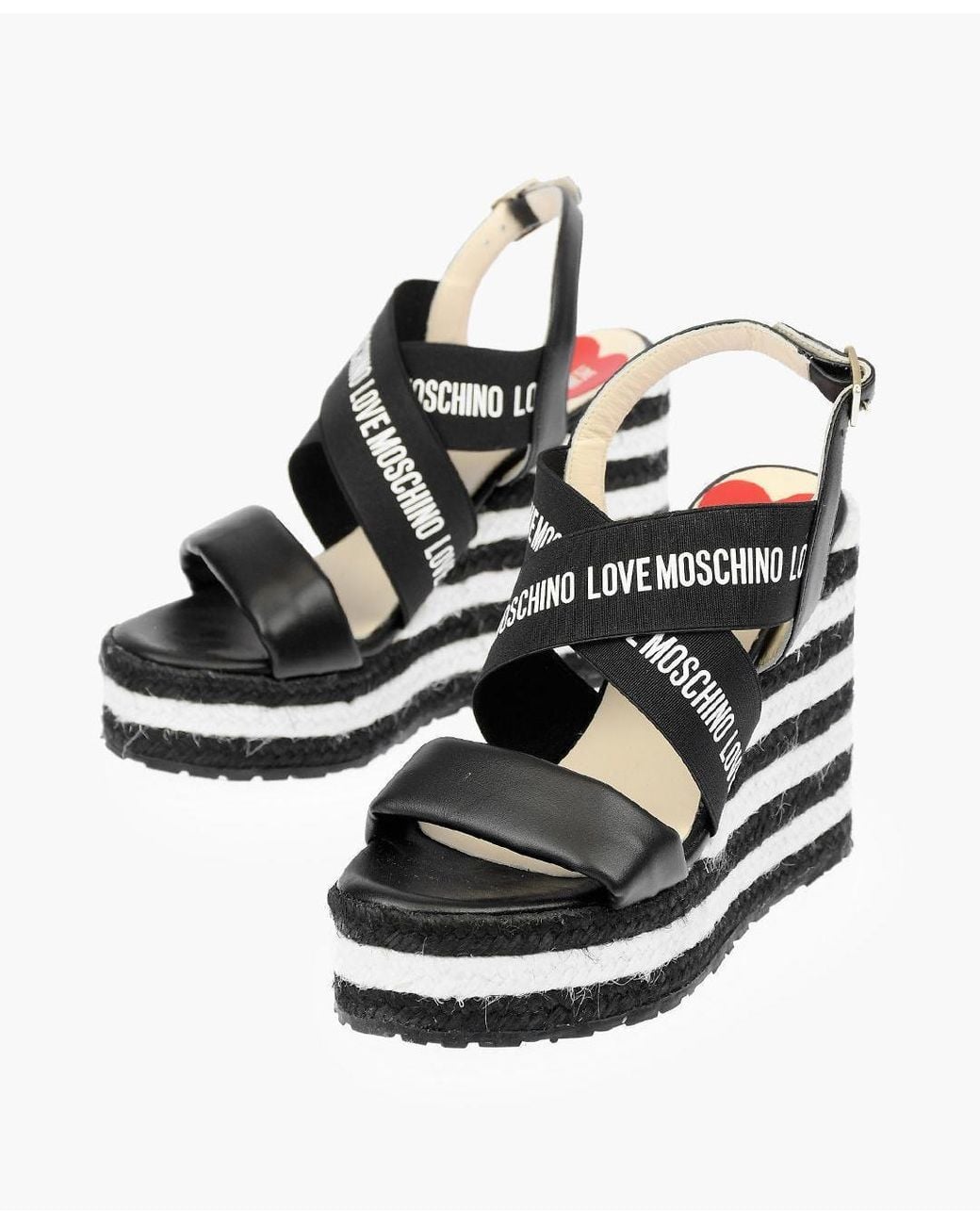 Moschino Black Logo Rope Sandals