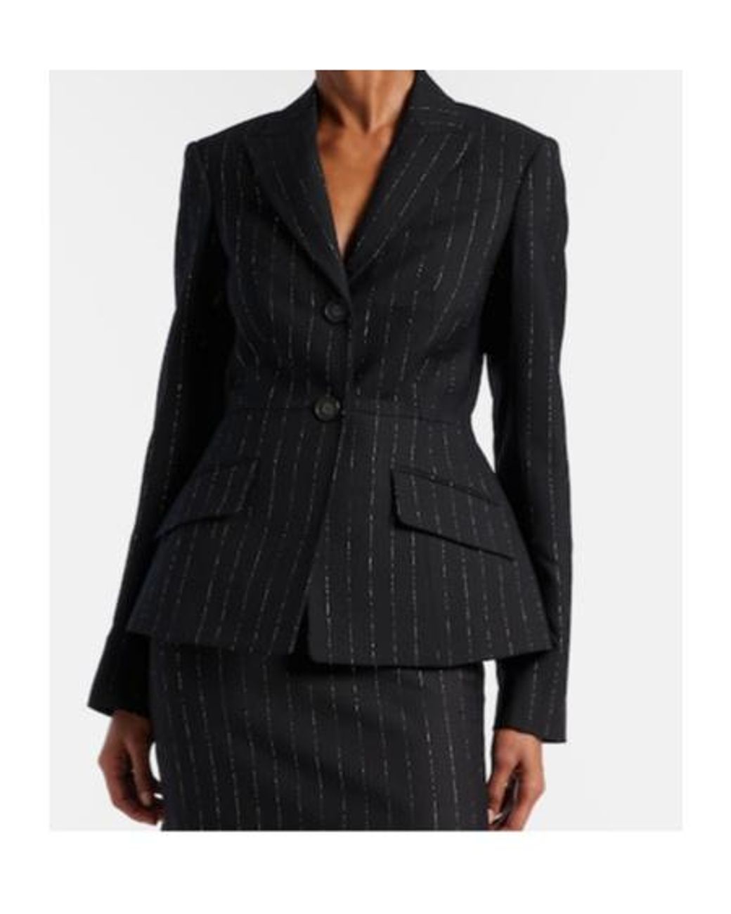 Erdem Black Pinstripe Wool Blazer