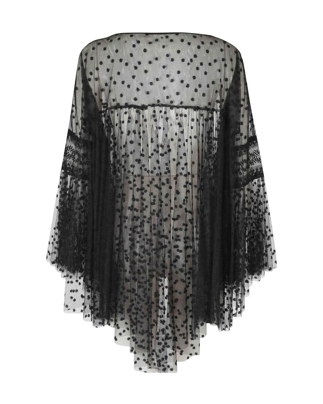 Alberta Ferretti Black Star-Print Flared-Sleeve Blouse