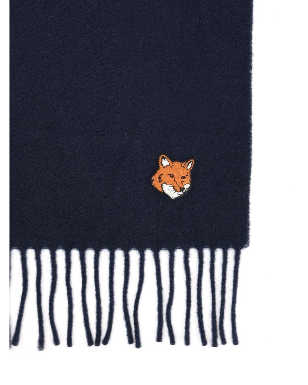 Maison Kitsuné Blue Maison Kitsuné Fox Head Scarf for men