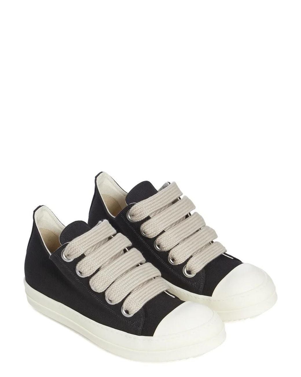 Rick Owens Black Low Top Lace Up Sneakers