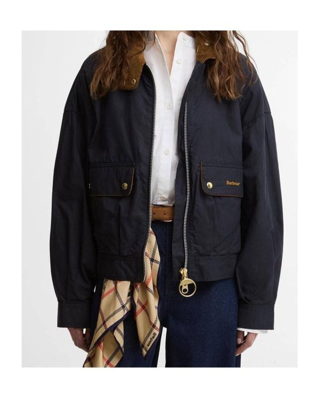 Barbour Black Logo Detailed Zipped Jacket