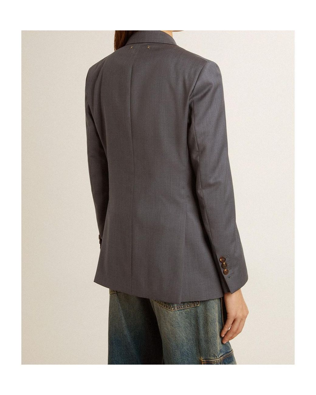 Golden Goose Deluxe Brand Blue Double Breasted Tailored Blazer