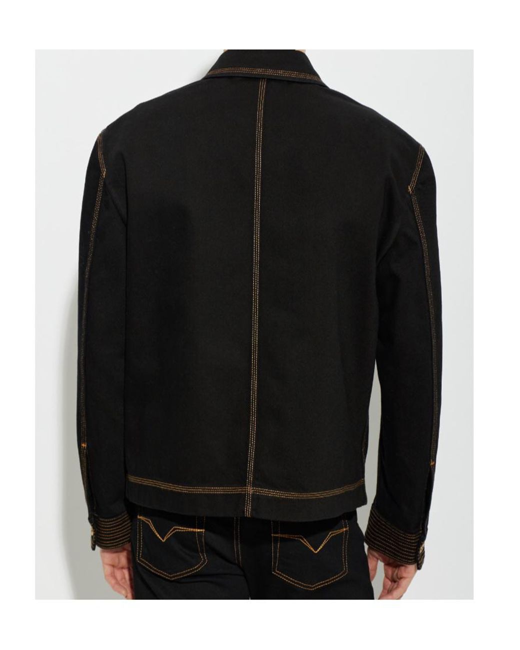 Versace Black Button-Up Denim Blouson for men