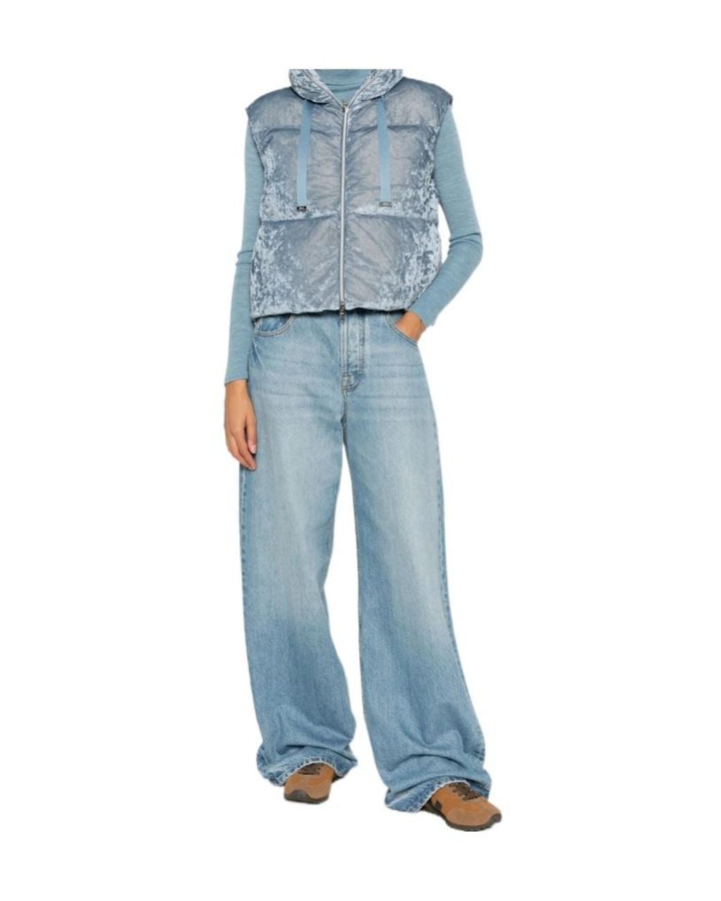 Herno Blue Quilted Velvet Zip-Up Gilet
