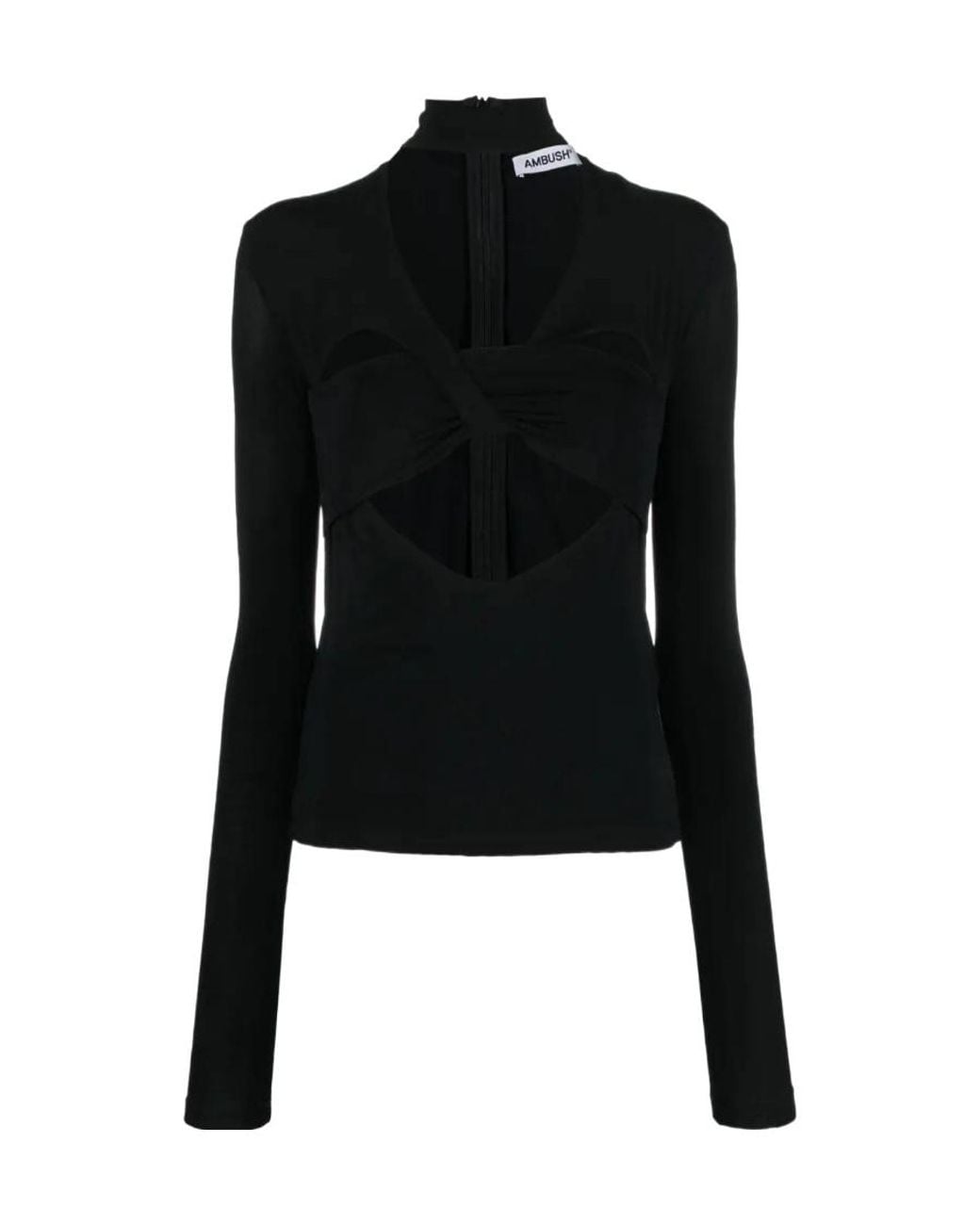 Ambush Black Heart Cut-Out Turtleneck Top