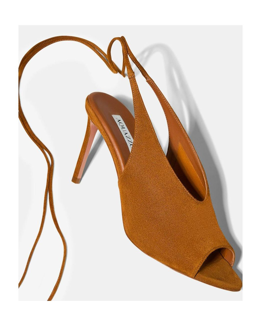 Aquazzura Brown Lace-Up Peep-Toe Heeled Sandals