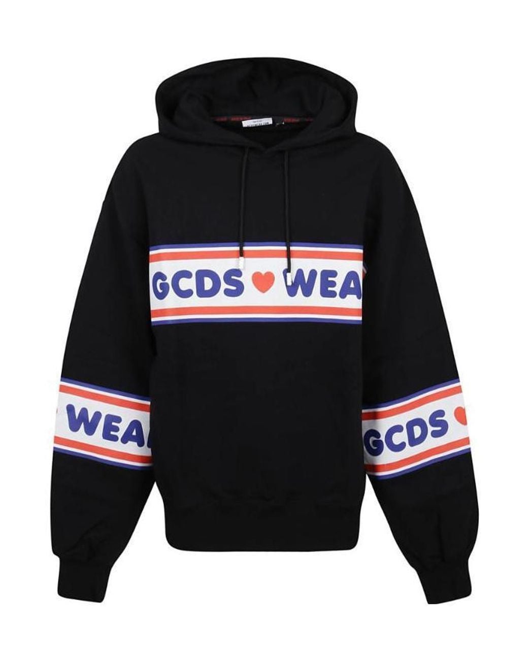 Gcds Blue Logo Tape Printed Hoodie for men