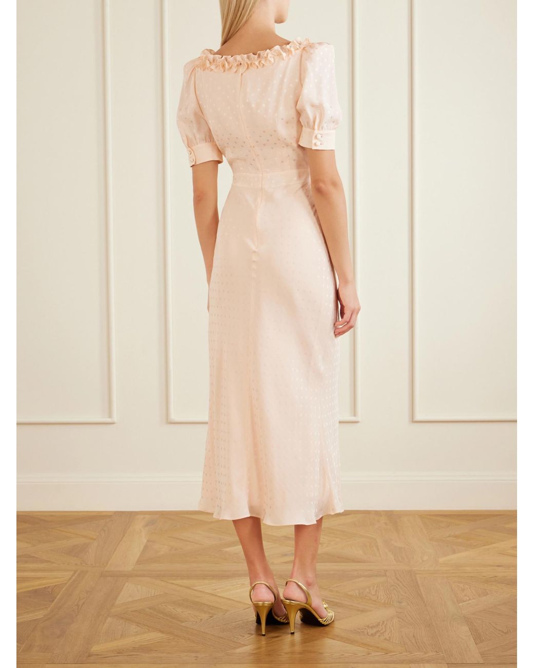 Alessandra Rich Natural Silk-Jacquard Midi Dress