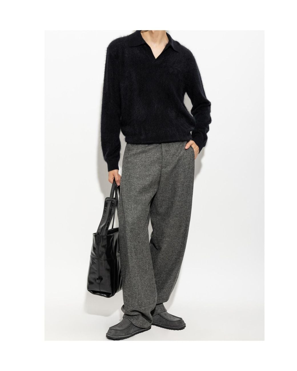 Lisa Yang Blue Omar Brushed Knit Polo Top for men