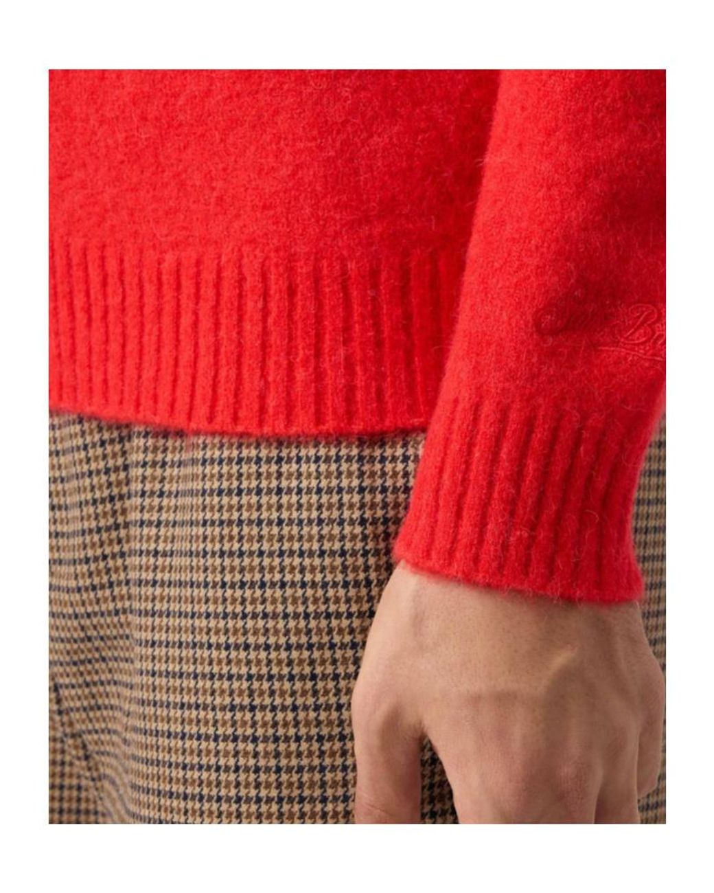 Mc2 Saint Barth Red Ribbed Crewneck Jumper for men