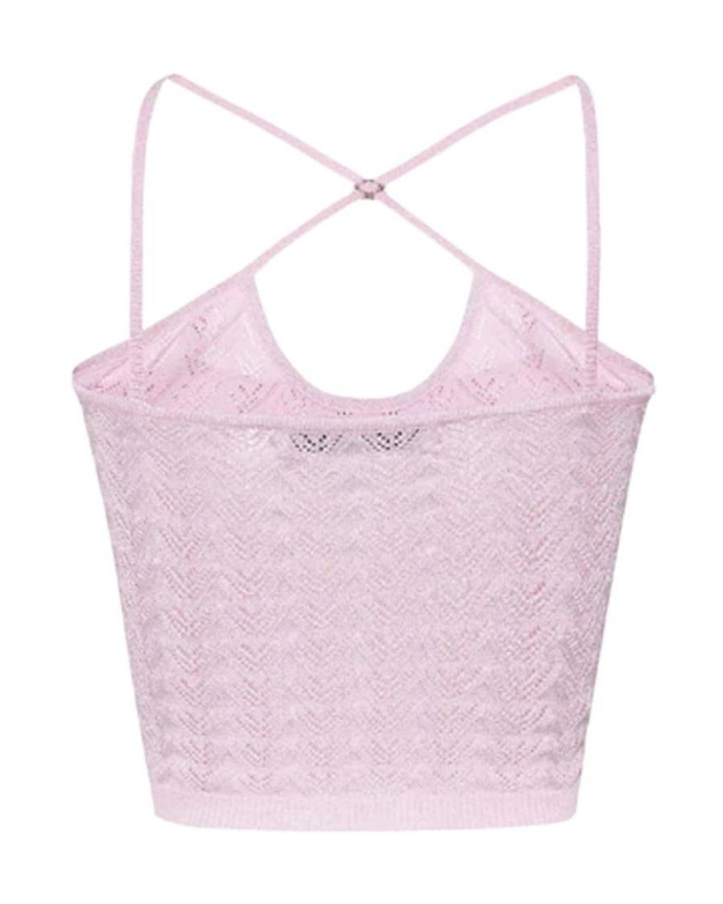 Alessandra Rich Pink Halterneck Sleeveless Knitted Cropped Top