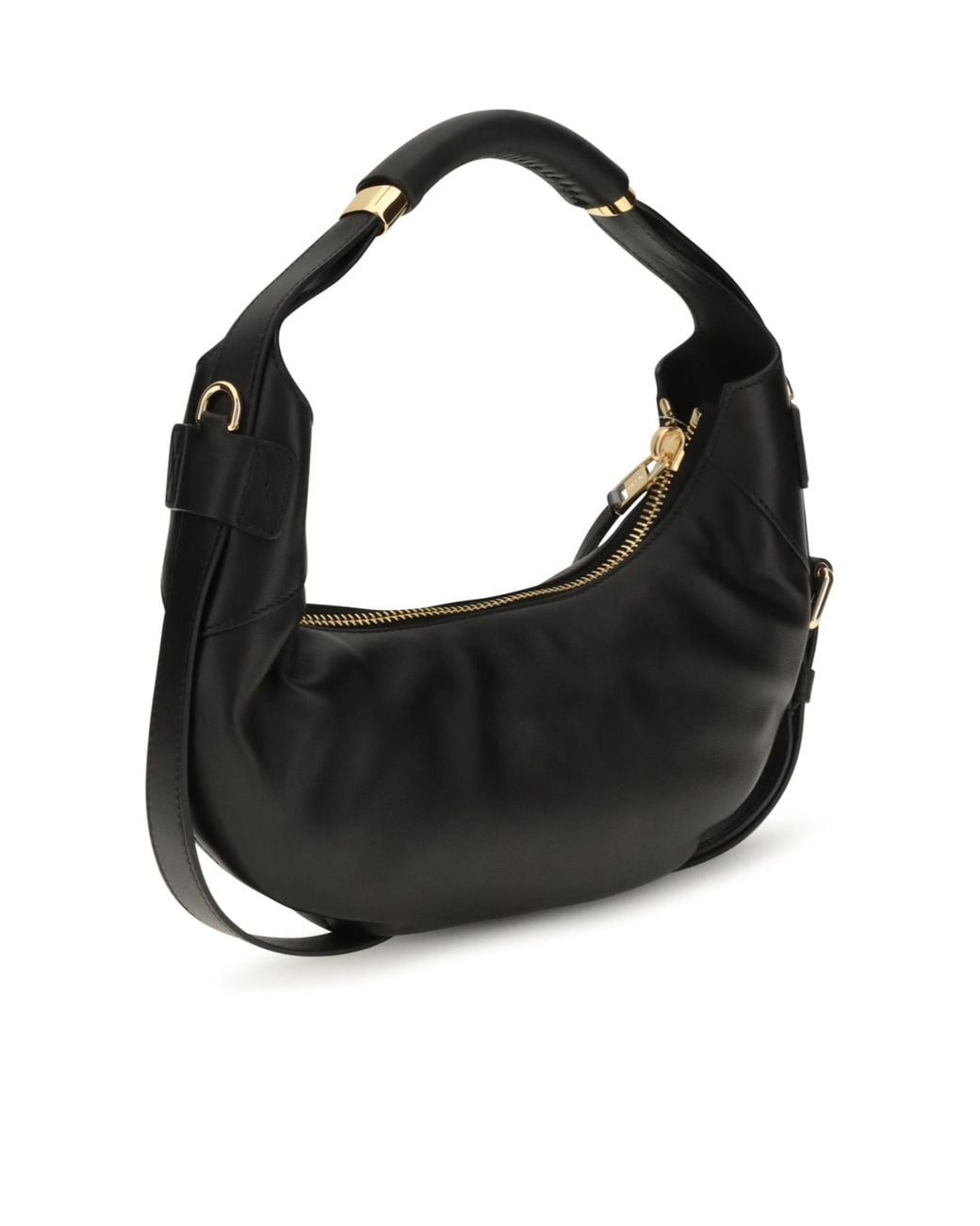 Moschino Black Crescent Leather Shoulder Bag