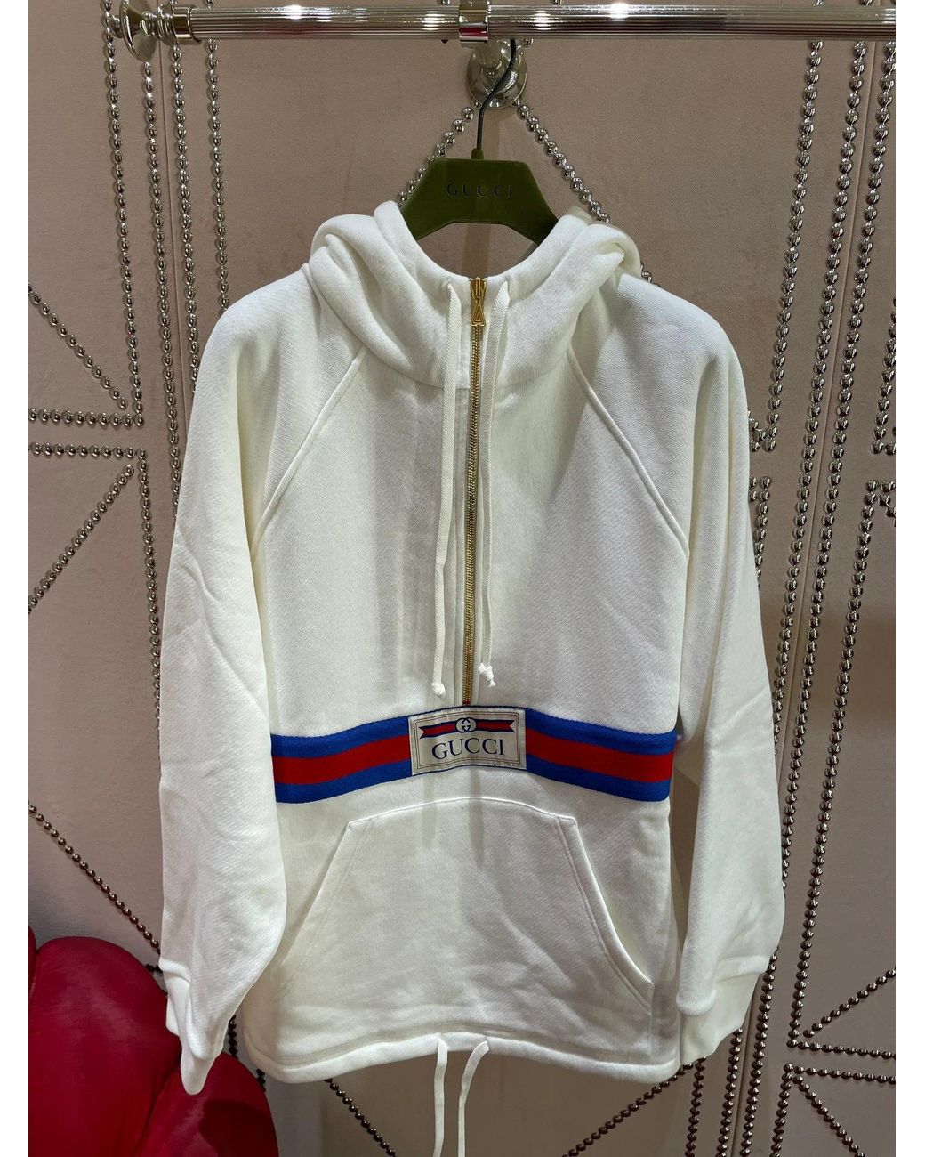 Gucci White Cotton Jersey Sweatshirt With Web