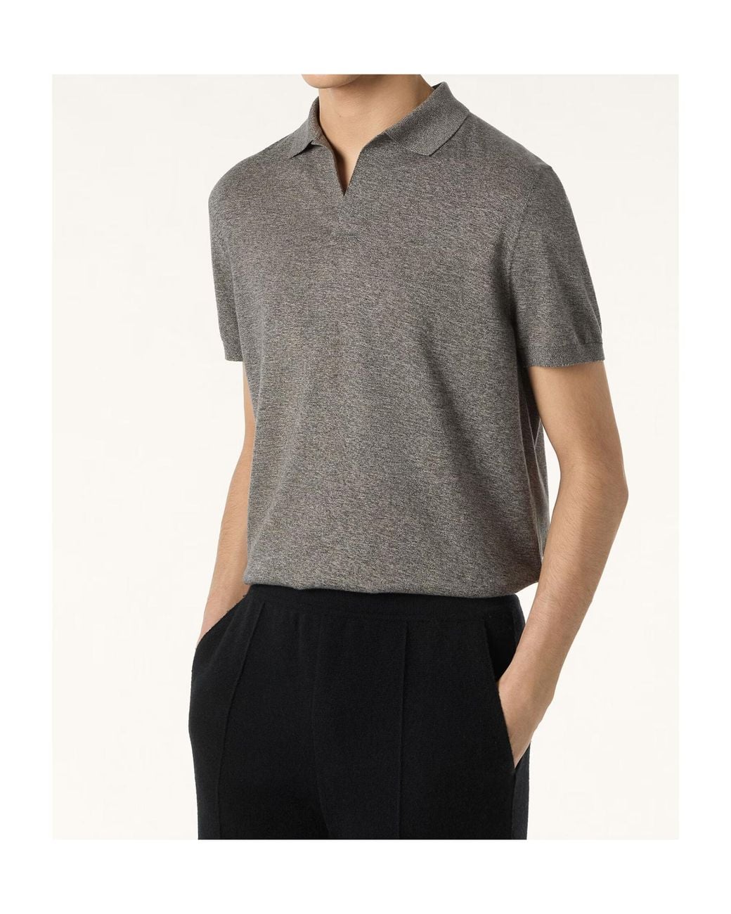 Loro Piana Gray Short-Sleeved Polo Shirt for men