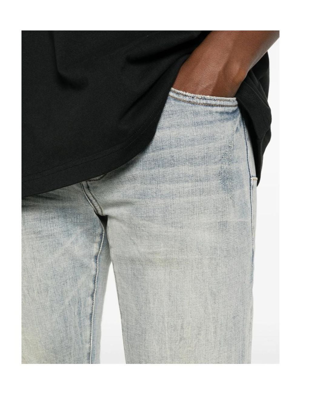 Purple Brand Blue Acid-Wash Straight Leg Jeans for men