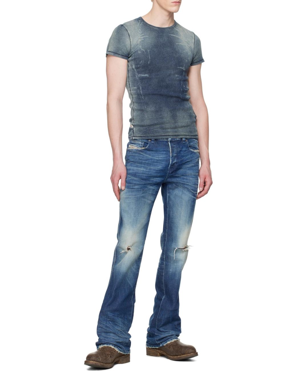 DIESEL Blue T-Hans Crewneck T-Shirt for men