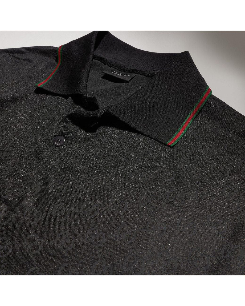 Gucci Black Gg Jacquard Polo Shirt for men