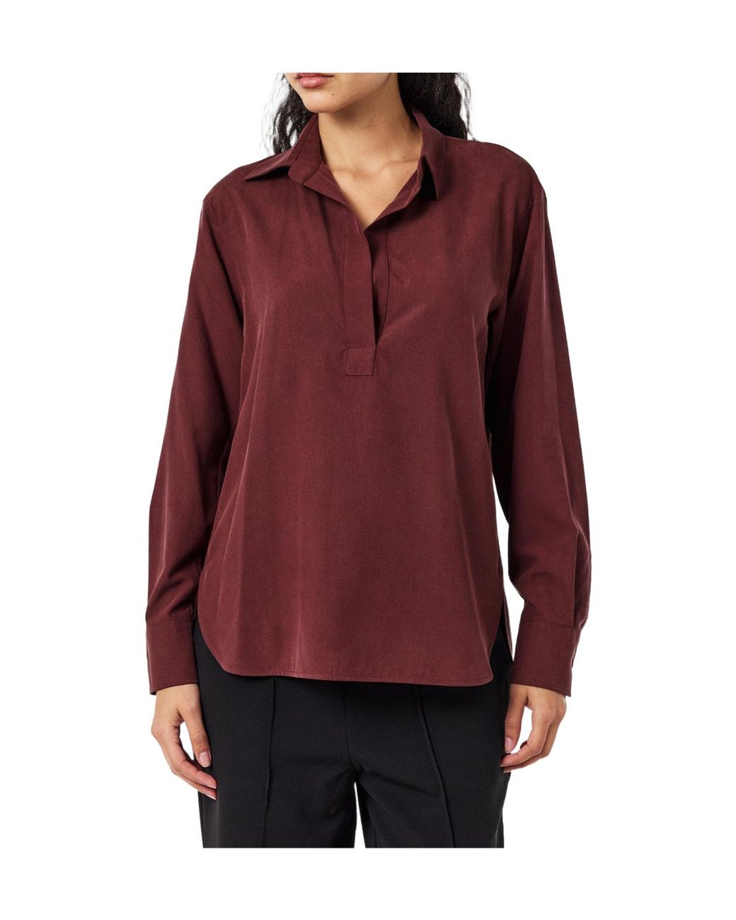 Max Mara Red Mirko Long-Sleeve Plain Shirt