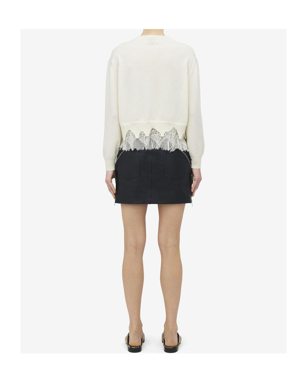 McQueen White Cobweb Lace Shrunken Cardigan