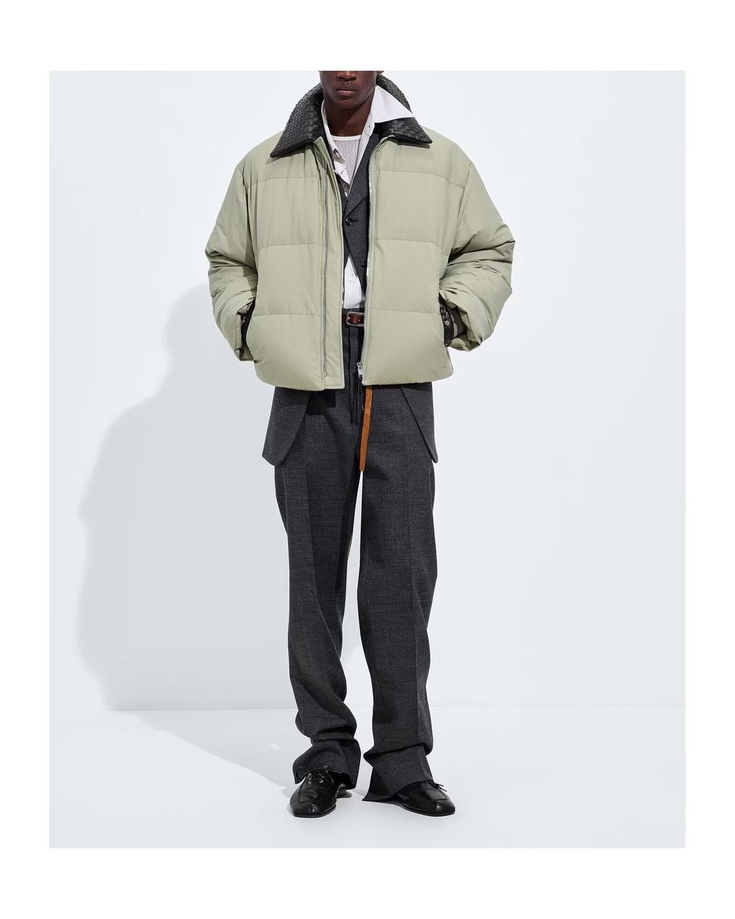 Bottega Veneta Gray Long-Sleeved Padded Jacket for men