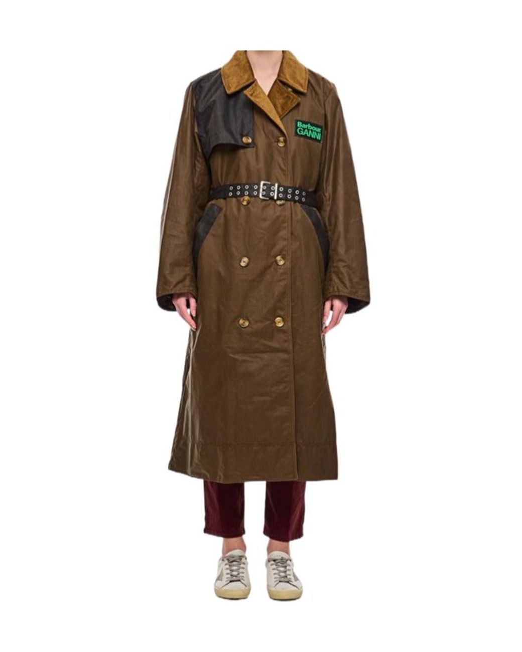 Barbour Brown X Ganni Waxed Trench Coat