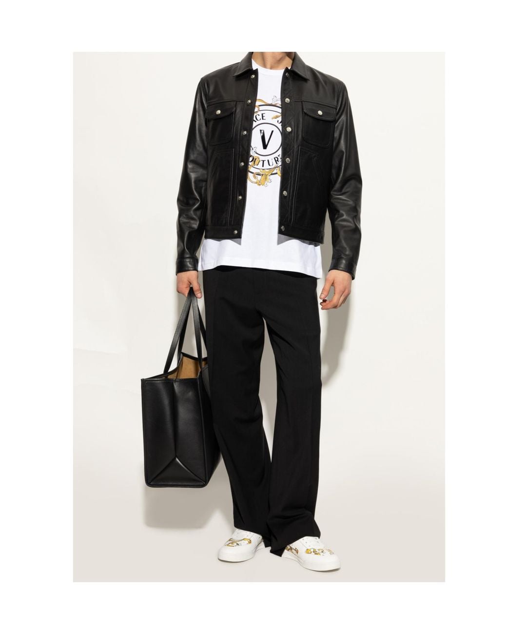 Versace Jeans White Couture Baroque Print Sneakers for men