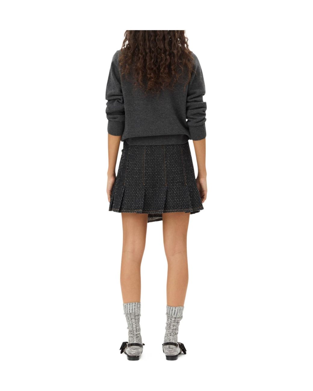 Ganni Gray Graphic Bear Crewneck Jumper