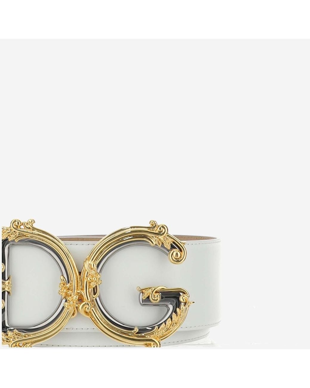 Dolce & Gabbana White Baroque Dg Logo Belt