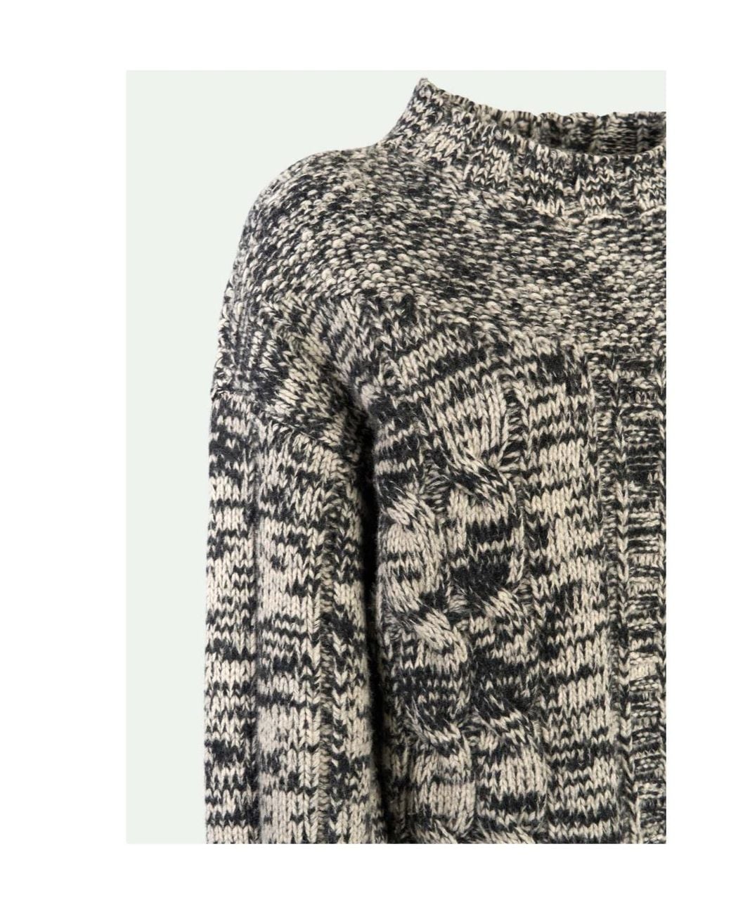 Malo Gray Mélange Cable-Knit Knitted Sweater