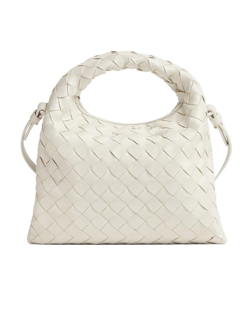 Bottega Veneta White Woven Top Handle Bag