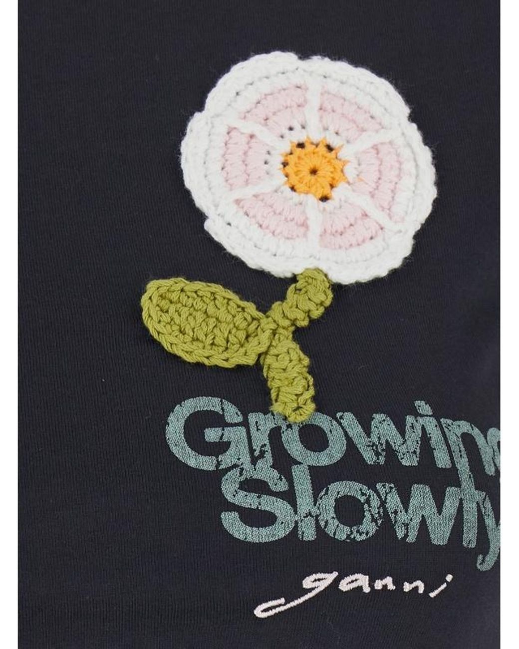 Ganni Blue Crochet Flower Baby Fit T-Shirt