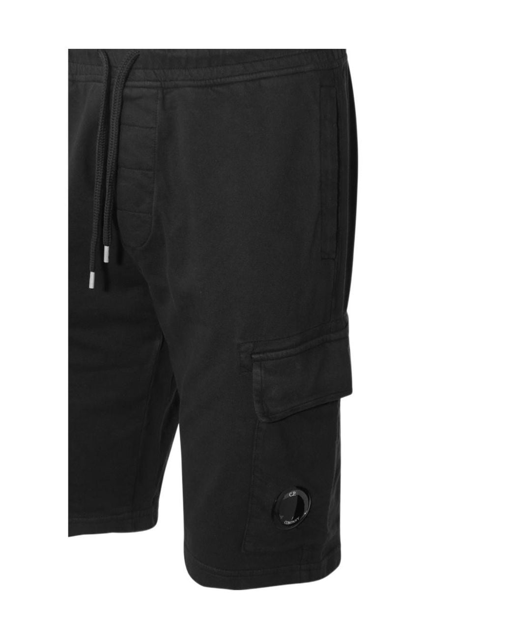 C P Company Black Sweatshirt Style Bermuda Shorts for men
