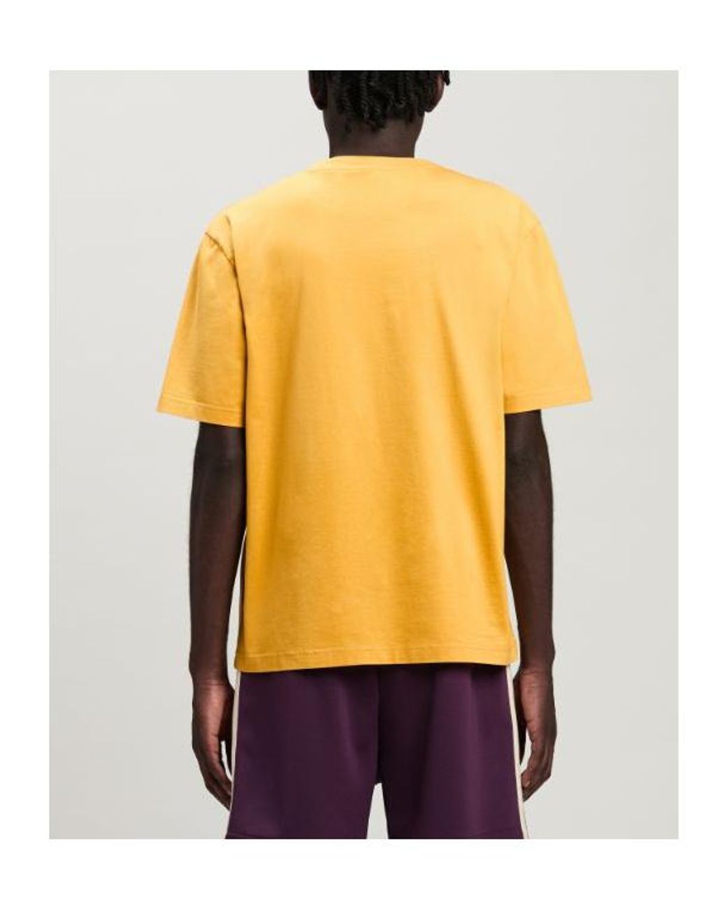 Palm Angels Yellow Logo-Print Cotton T-Shirt for men