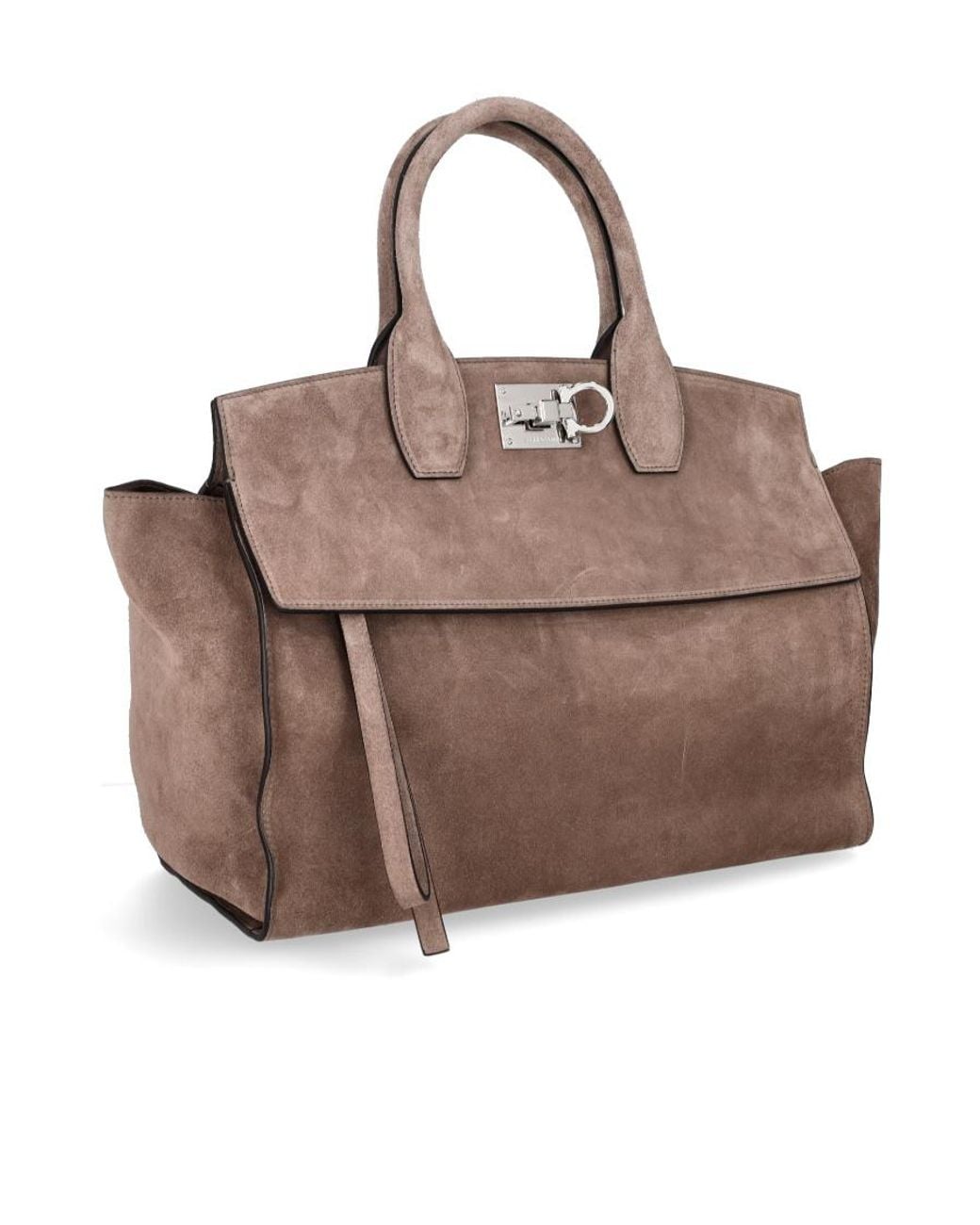 Ferragamo Brown Studio Soft Suede Tote Bag