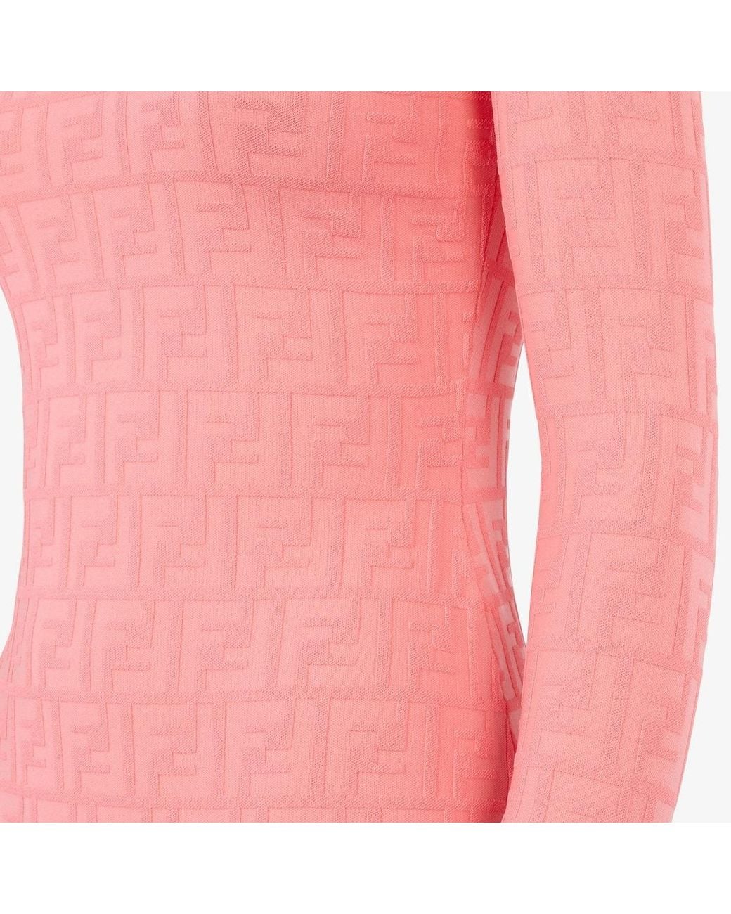 Fendi Pink Ff Motif Long-Sleeved Dress