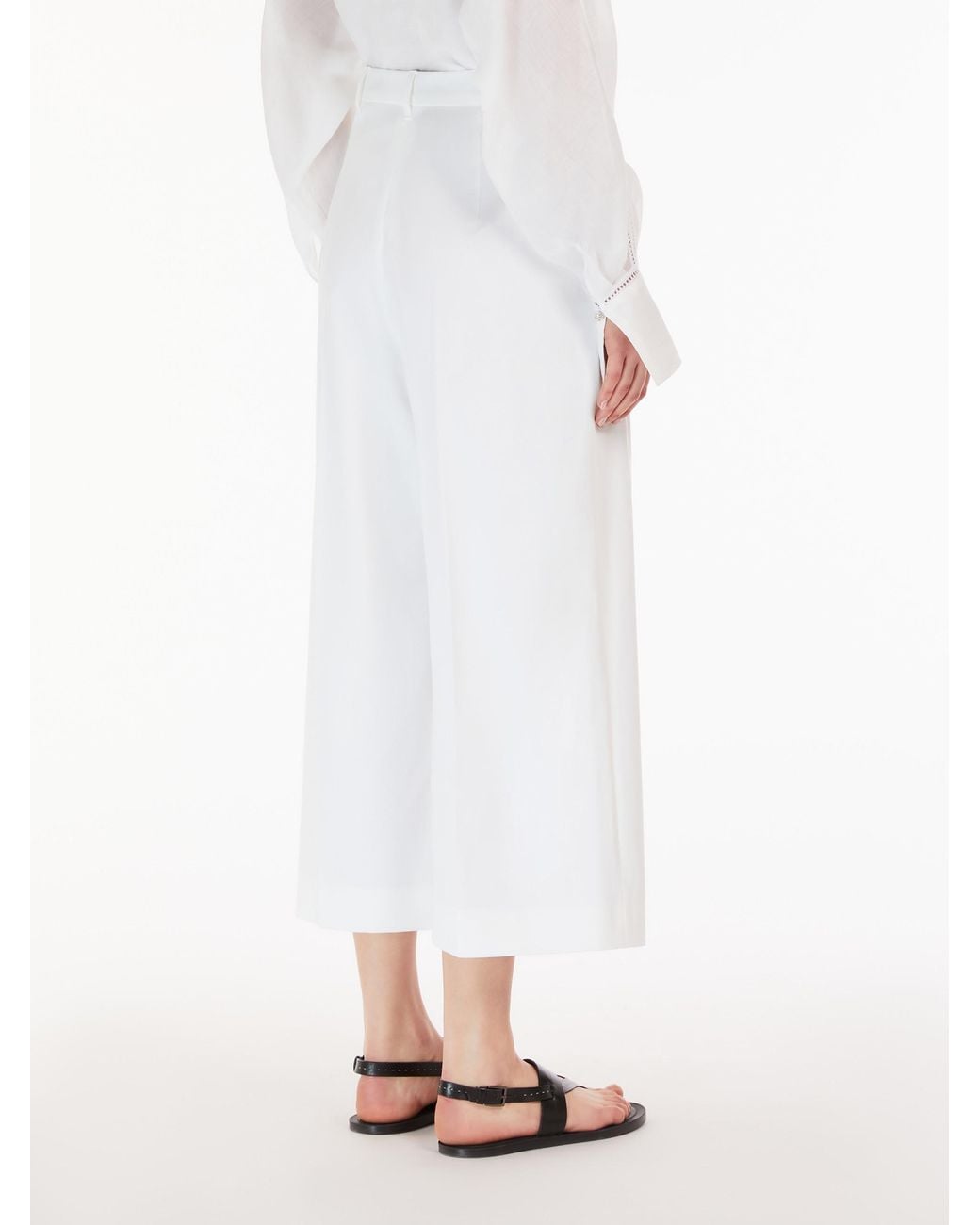 Max Mara White Stretch Cotton Casual Pants