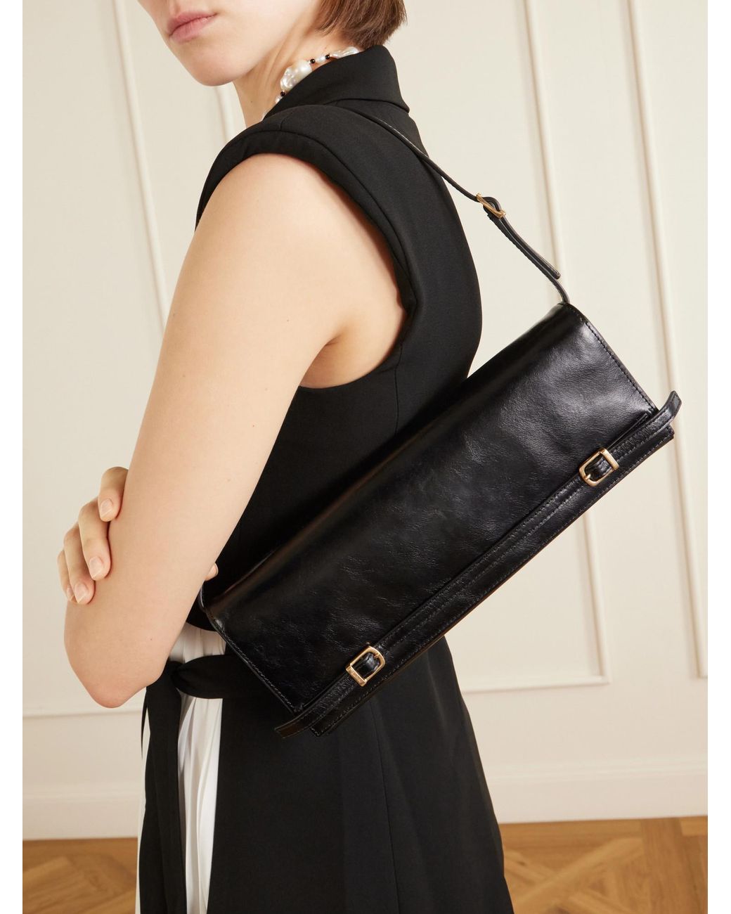 Jonathan Simkhai Black River East West Leather Clutch